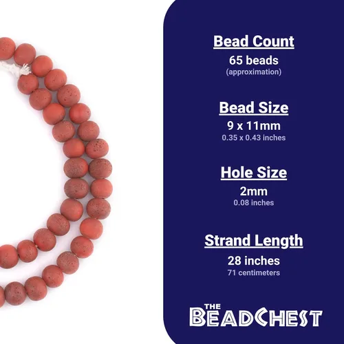 Vista 4 de TheBeadChest Cuentas de vidrio Java de estilo antiguo rojo coral (0.433 in)