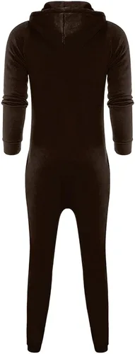 Vista 4 de Enterizo con capucha y cremallera para hombre, mameluco de una pieza con capucha y pijama, conjunto de sudadera para correr