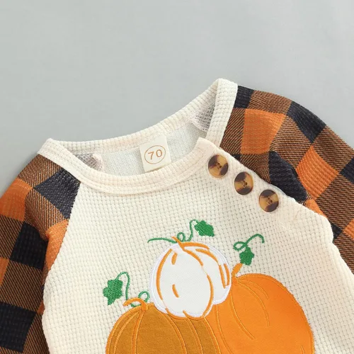 Vista 80 de Disfraz de Halloween para bebé niño y niña, mameluco de manga larga con diseño de calabaza, mameluco para Halloween