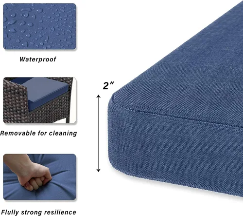 Vista 3 de Juego de 10 piezas de comedor para patio al aire libre, mesa de patio y sillas de ratán con agujero para paraguas, juego de mesa de comedor para 8