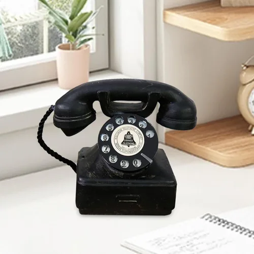 Vista 6 de kowaku Vintage Rotary Teléfono Estatua Teléfono con Cable Creative Retro Teléfonos Modelo para Café
