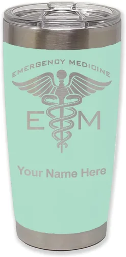 Vista 23 de LaserGram Vaso aislado al vacío de 20 onzas, medicina de emergencia, grabado personalizado incluido (gris) Engraved Gift for Doctors, Vacuum