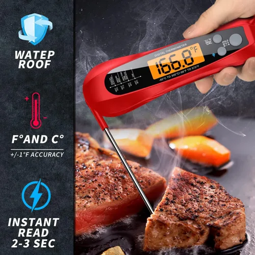 Vista 4 de Therm Pro® Chef - Termómetro digital para carne, lectura instantánea de 1 segundo, certificado NIST® con precisión de ± 0.5 ℉, pantalla LED ultra