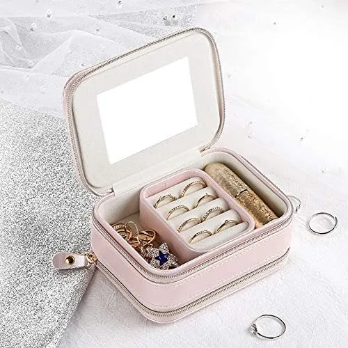 Vista 4 de Organizador de joyas de viaje personalizado, caja de joyería, soporte de anillo para joyas, accesorios de viaje para mujeres, organizador de joyas