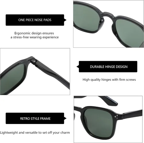 Vista 4 de ZENOTTIC Lentes de sol polarizados retro para mujer y hombre para cara pequeña, tonos clásicos cuadrados vintage, 100% protección UV a la moda