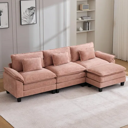 Vista 91 de Oprisen Sofá Seccional Modular, Cómodo Cloud Couch Sofá Seccional, Sofá Cama de Chenilla con Asiento Profundo con Almohadas Decorativas para Sala