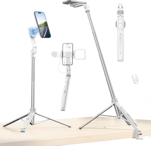 Vista 11 de ULANZI TT86 - Trípode magnético para iPhone 17, palo selfie extensible de 35 pulgadas con control remoto, clip de teléfono 2 en 1 y soportes dobles