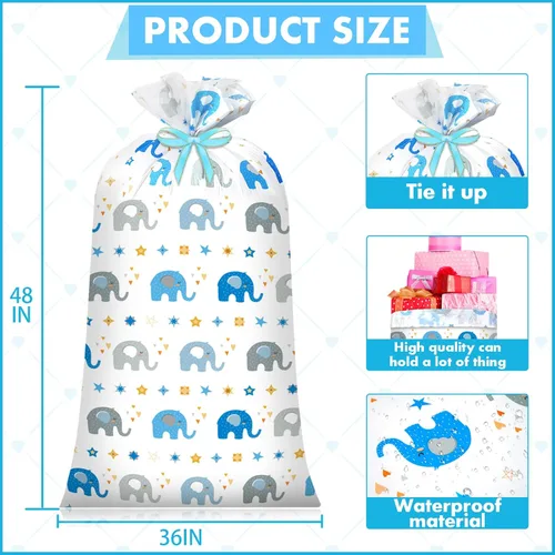 Vista 2 de DecorWoo - 4 bolsas de regalo jumbo de 48 pulgadas para baby shower, bolsas de regalo gigantes para regalos enormes, bolsas de envoltura de gran