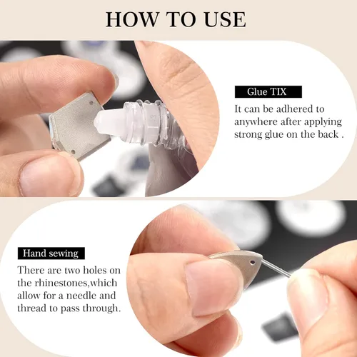Vista 3 de 48 piezas de diamantes de imitación para coser, diamantes de imitación de cristal de formas mixtas con parte trasera plana, para coser en gemas