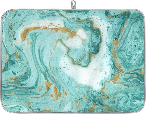 Vista 10 de Tapete de secado de platos de cielo estrellado para cocina, tapete de café, absorbente de agua, resistente al calor, tapete de microfibra