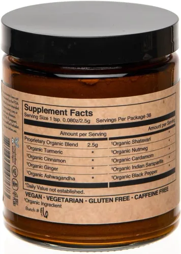Vista 2 de PAAVANI Ayurveda Golden Milk - Hecho en Estados Unidos - Mezcla de cúrcuma ayurvédica y ashwagandha - Suplemento en polvo - Haldi Doodh - 100%