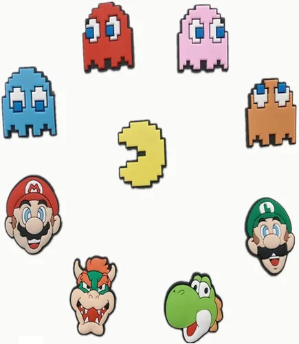 Vista 3 de 50 dijes de cocodrilo para niños y niñas, MarioMickeyVideojuegoPrincesa, etc. Dijes para decoración de zapatos y pulsera, regalos de fiesta