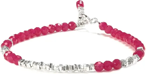 Vista 10 de Pulsera de cuentas de cristal natural de plata 925 hecha a mano. Joyería energética de piedras preciosas facetadas para mujeres, regalo