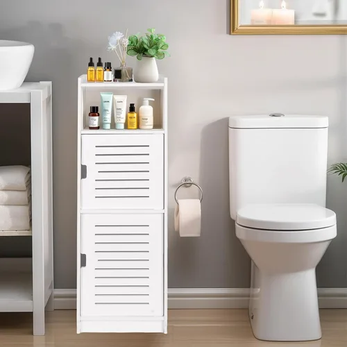 Vista 12 de ShellKingdom Toilet Paper Holder Stand, Bathroom Storage Cabinet with Doors