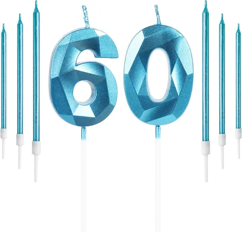 Vista 64 de Vela rosa de cumpleaños número 1 con 6 velas largas, decoraciones de decoración de pastel para fiesta de niña de 1 año, suministros de celebración