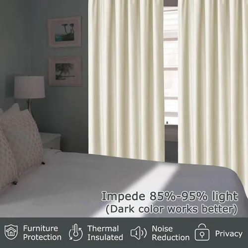 Vista 7 de Frelement Cortinas opacas de terciopelo para sala de estar, paneles de ventana con aislamiento térmico para dormitorio, cortinas plisadas para barra