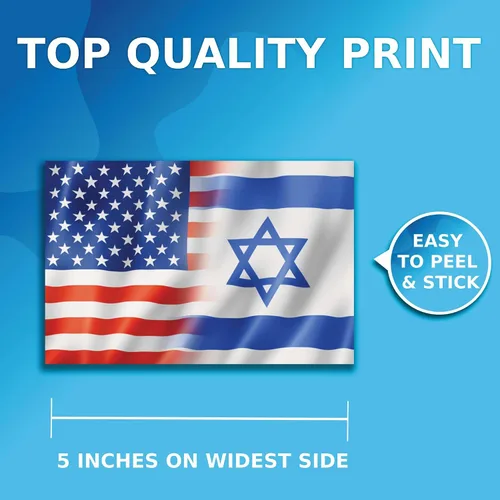 Vista 2 de Adhesivo de la bandera de aliados israelíes estadounidenses, calcomanía política orgullosa de apoyar la paz, no la guerra, calcomanías de vinilo