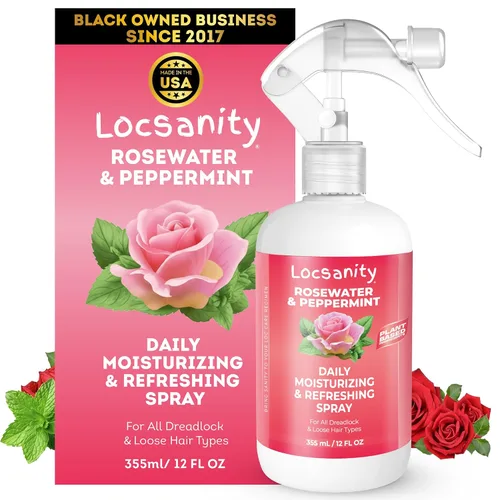 Vista 10 de Loc Spray - Locsanity - Spray hidratante diario de agua de rosas y menta para rastas y rastas, hidratante ligero para control del encrespamiento
