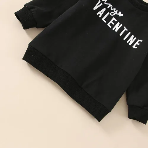 Vista 6 de JLKGICF Traje de San Valentín para bebé y niña pequeña, sudadera con estampado de letras, cuello redondo, ropa de San Valentín