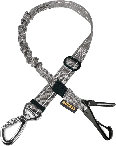 Vista 17 de AUBELL Cinturón de seguridad para perro, 3 en 1, ajustable, reflectante, resistente, arnés de perro con gancho de clip, cierre y hebilla, mosquetón