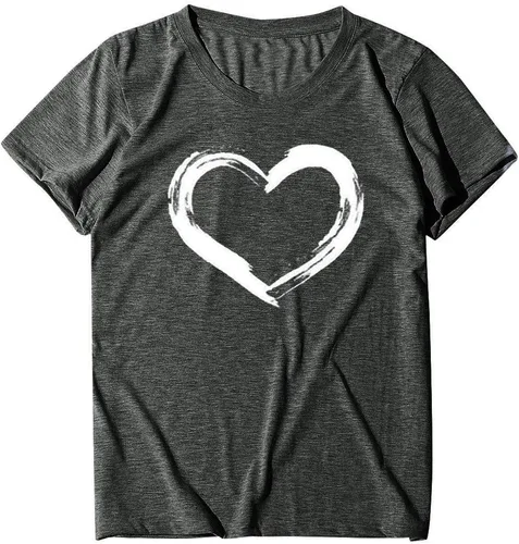 Vista 14 de Camisetas de manga corta con estampado de corazón para mujer, camisetas de ajuste regular, linda y divertida, ropa de regalo 2023