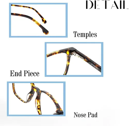 Vista 4 de FAA'N Gafas de luz azul para mujeres y hombres, falsos transparentes, para computadora, juegos, moda, cuadrados, aviador, sin receta