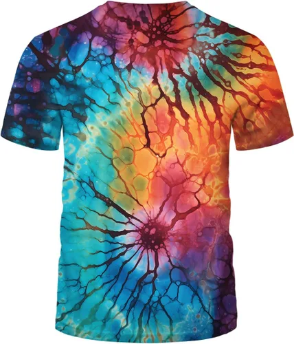 Vista 2 de Srcnhim Dreamworld - Camiseta de manga corta con estampado 3D para hombre, diseño de teñido anudado