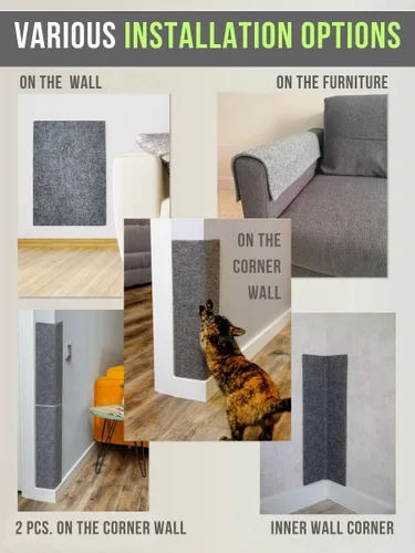 Vista 5 de Rascador de esquina para gatos – Rascador de pared para gatos – Almohadilla para arañazos de pared para gatos – Rascador de pared para gatos