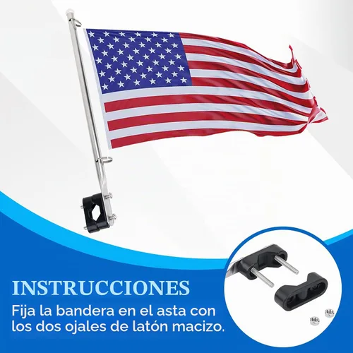 Vista 4 de Kit universal de bandera de barco con mástil de bandera de barco, poste de bandera de acero inoxidable, bandera de Estados Unidos con accesorios