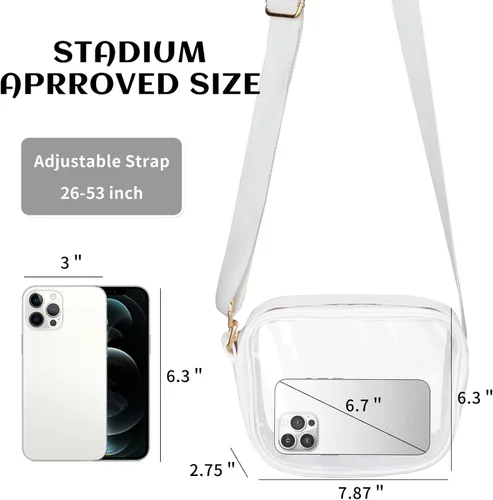 Vista 3 de Clear Bag for Stadium Events, Clear Purse and Crossbody Bag with Adjustable Shoulder Strap, Stadium and Concert