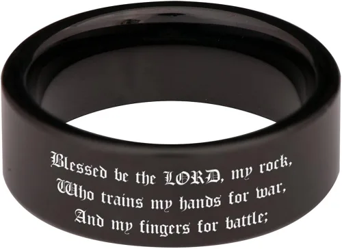 Vista 3 de Friends of Irony Anillo de boda y aniversario con salmo negro 1441 0315in diseñado para hombres y mujeres talla 11