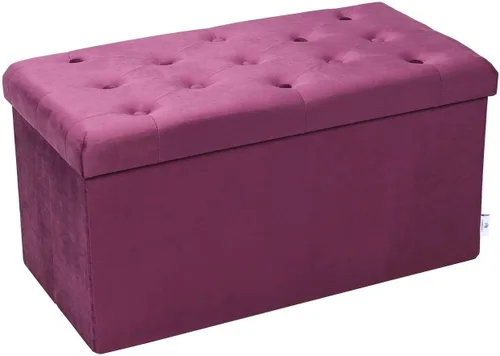 Vista 7 de B FSOBEIIALEO Otomana de Almacenamiento Plegable, Banco Largo de Zapatos Otomanas, Asiento Reposapiés de Cofre de Almacenamiento de Terciopelo Gris