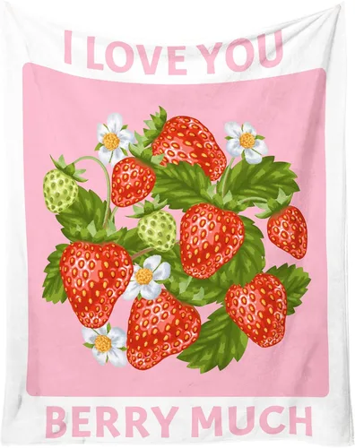 Vista 14 de Manta de fresa, 30 x 40 pulgadas, bonita manta de frutas para mujeres y niñas, suave y acogedora, mantas de franela para sofá, cama