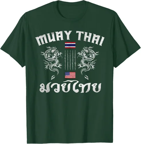 Vista 66 de Camiseta de equipo de entrenamiento de boxeo Muay Thai con bandera estadounidense de Tailandia, Negro, S