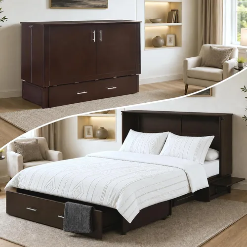 Vista 7 de Night & Day Furniture Sagebrush Murphy - Cama de armario con colchón, Queen, lavado a la piedra, número de modelo: MUR-SAGB-QEN-STW