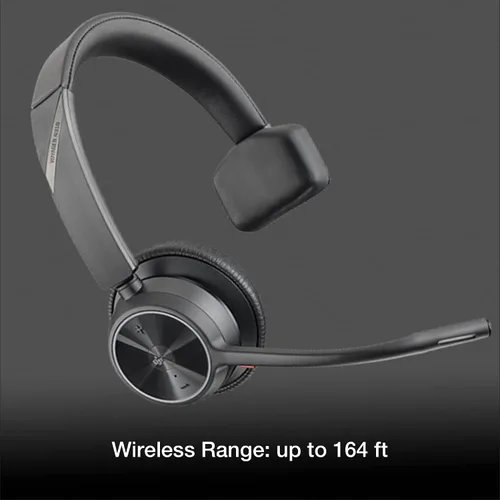 Vista 3 de Poly Voyager 4310 Plantronics UC - Auriculares inalámbricos Bluetooth mono (USB-A) Equipos – Paquete con microfibra Global Teck – Compatible