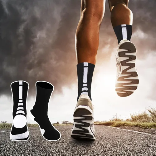 Vista 6 de DBXIIART 5 pares de calcetines deportivos para hombre, gruesos, protectores, deportivos, acolchados, baloncesto, fútbol, al aire libre, correr