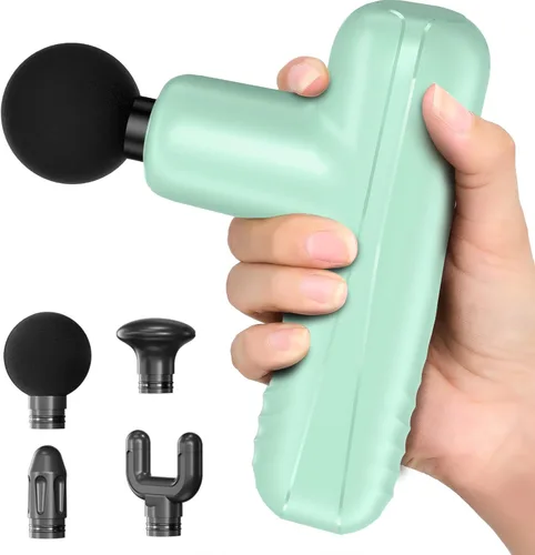 Vista 11 de Mini pistola de masaje, potente masajeador muscular de mano para relajación muscular, percusión de tejido profundo, pequeña pistola de masaje Negro