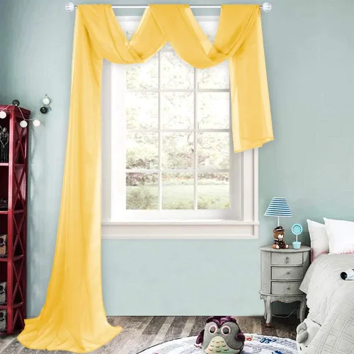 Vista 27 de HUTO Cenefa de gasa suave para ventana, color beige, para habitación de niñas, toldo de cama, 1 panel de 52 x 144 pulgadas de largo