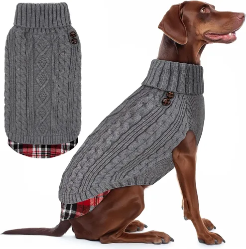Vista 35 de KYEESE Suéter suave para perros pequeños, machos, abrigado, de cuello alto, ropa elástica de punto para gatos, abrigo cómodo para cachorros