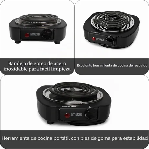 Vista 2 de IMUSA Quemador Eléctrico Individual, Negro