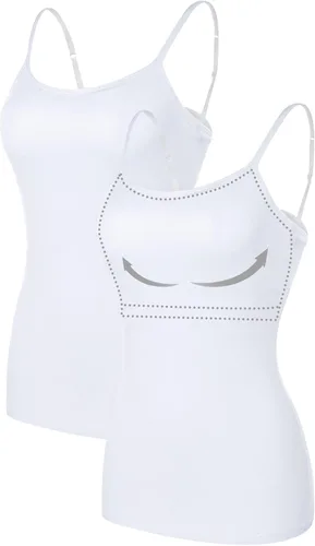 Vista 58 de Camisa Attraco de algodón, con tirantes estilo espagueti, con brasier incorporado, 2 paquetes, para mujer