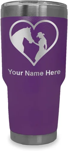 Vista 24 de LaserGram Vaso aislado al vacío de 20 onzas, corazón de vaquera de caballo, grabado personalizado incluido (negro)