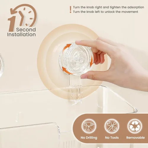 Vista 3 de LUXEAR Organizador de ducha con ventosa transparente – organizador de ducha + jabonera+soporte para cepillo de dientes – 1 segundo instalación sin