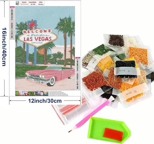 Vista 2 de LIULIMI Kit de Pintura de Diamantes DIY 5D Paisaje Mundial, Arte de Diamantes de Las Vegas, Kits de Pintura de Diamantes, Arte de Diamantes Redondos