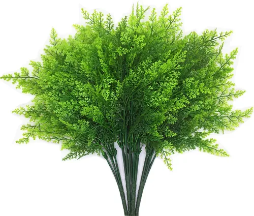 Vista 32 de CATTREE Arbustos artificiales, plantas de plástico, hierba de bambú, arbustos verdes falsos, hojas verdes, bodas, interiores, exteriores, hogar