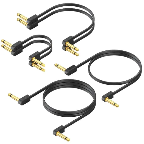 Vista 20 de Cables de conexión de guitarra, cables de pedal de guitarra planos chapados en oro, reforzados con Kevlar, cable blindado de doble capa sin ruido