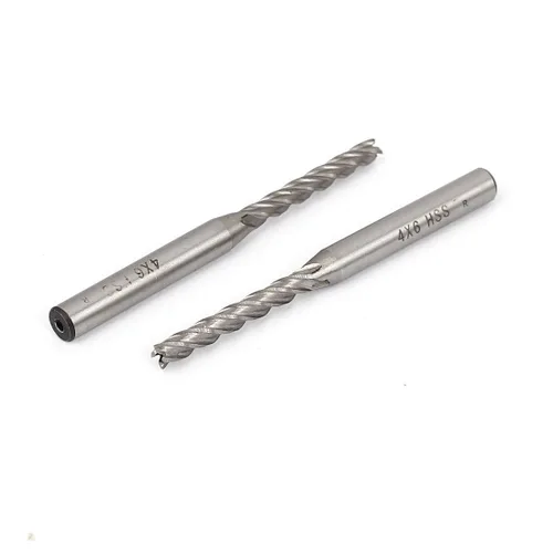 Vista 5 de uxcell Molino de extremo helicoidal de 4 flautas 1.5x6x6x57mm de tono plateado 2pcs