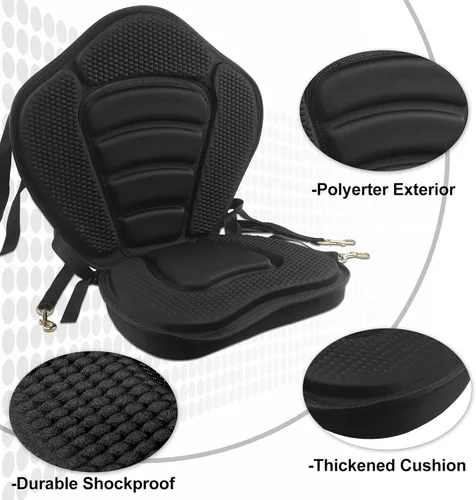 Vista 5 de HLOGREE Asientos de kayak: 1/2 pieza, cojín acolchado grueso con soporte de respaldo, compatible con canoa y Ocean Sup