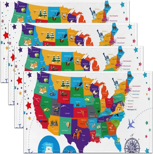 Vista 19 de jejeloiu Manteles individuales educativos para niños, manteles individuales para niños pequeños, manteles individuales para mesa del espacio